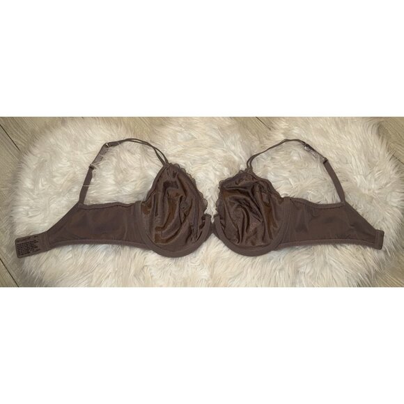 Vassarette 75117 Luxe Lace Bra Unlined Underwire Womens 36C Brown - Picture 5 of 6